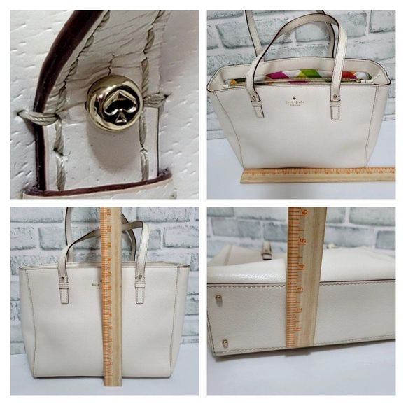 Kate Spade Grand Street Quinn Shoulder Bag Ivory Medium Leather Tote - Picture 11 of 12